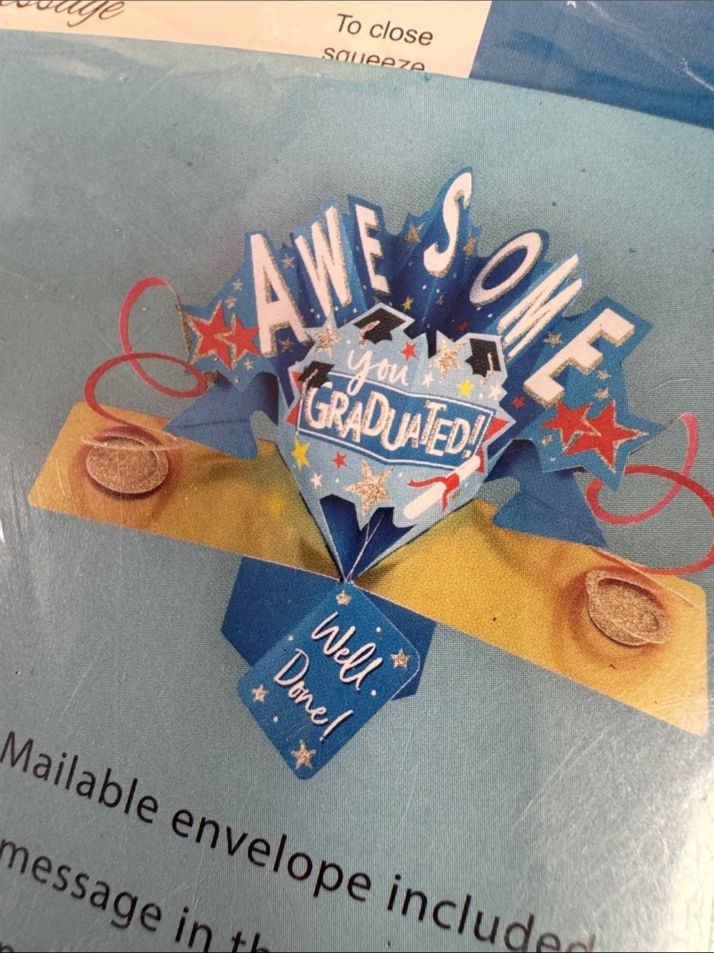 Graduation Card - Blue "Awesome You Graduated" - Picture 3 of 3